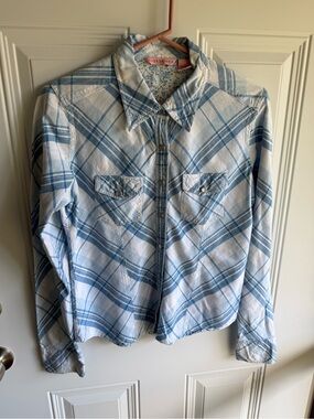 Overdrive Blue Plaid Button-Down Shirt